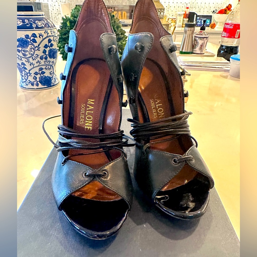 Malone Souliers peep toe wrap pump size 35.5